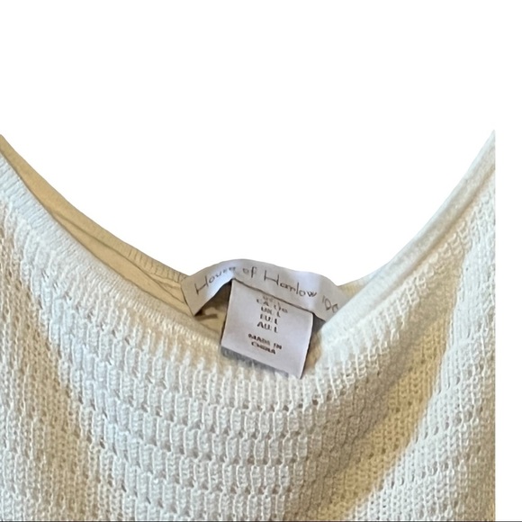 House of Harlow 1960 Ruffled Pointelle Knit Mini Dress Ivory Flirty Romantic L - Picture 7 of 9